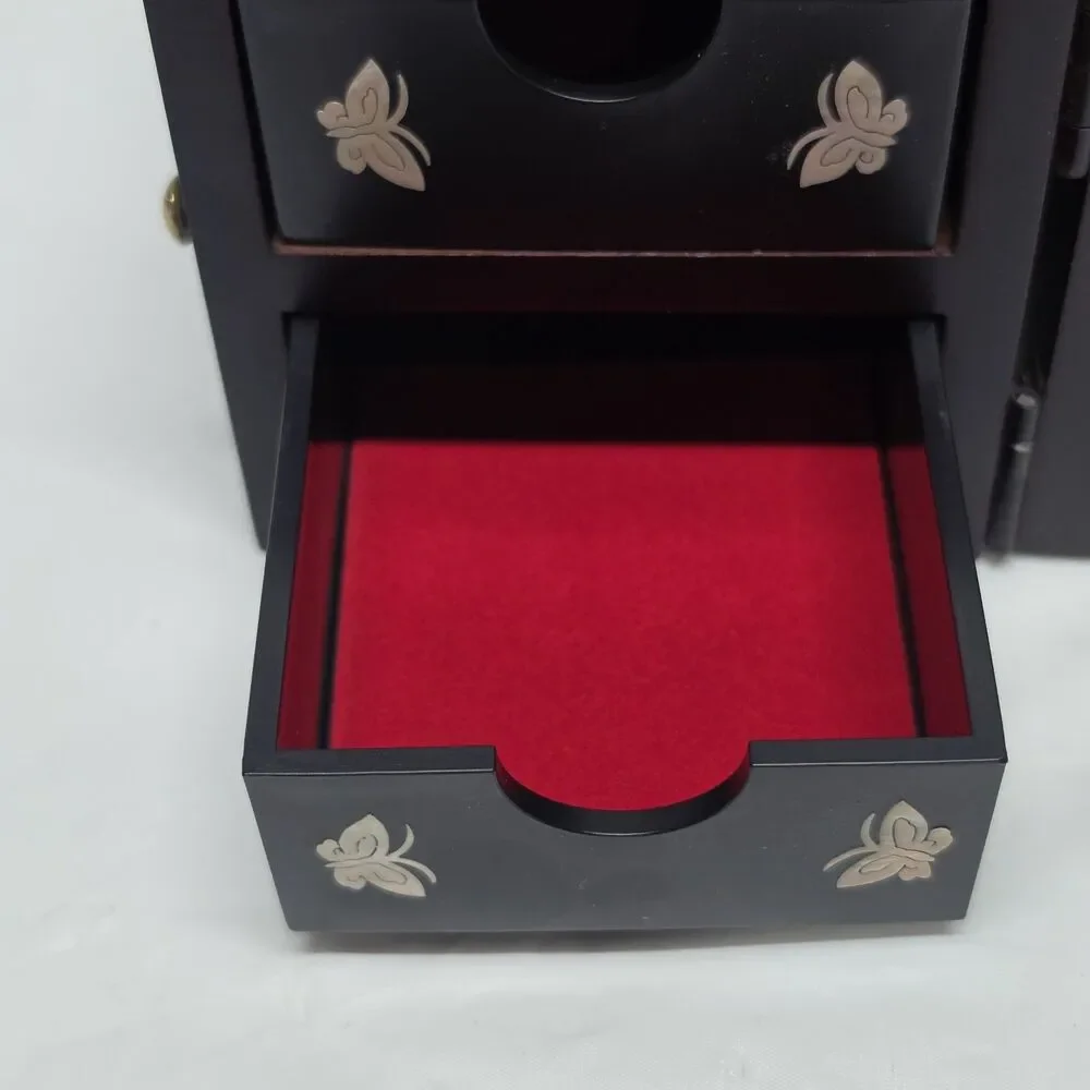Vintage Korean Traditional Mother Of Pearl Inlay Twin Cube Folding Jewelry Box